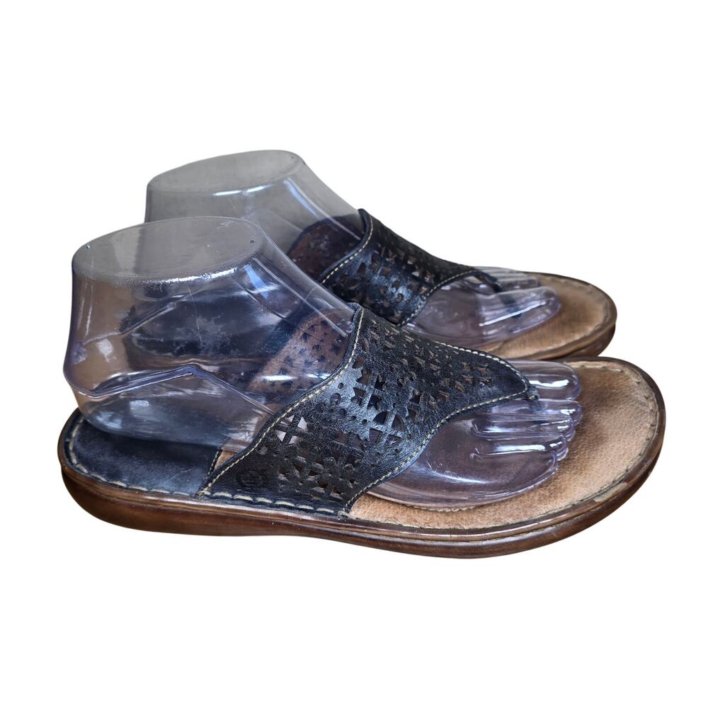 Born Womens Thong Sandal Black Leather Lace Design Leather Insole Arch Support 8 - Picture 4 of 9